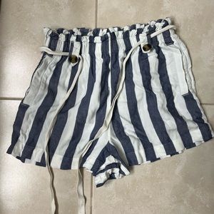 American Eagle Size Small Blue and White Striped Tie-Shorts